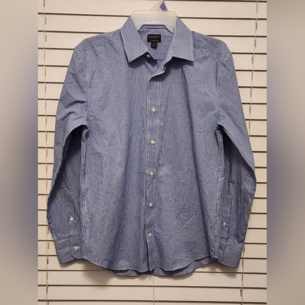 Crewcuts Thompson Boys Blue Button Down Shirt Size 14